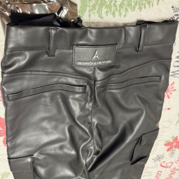 Maniere De Voir Black Leather Pants - Picture 4 of 7